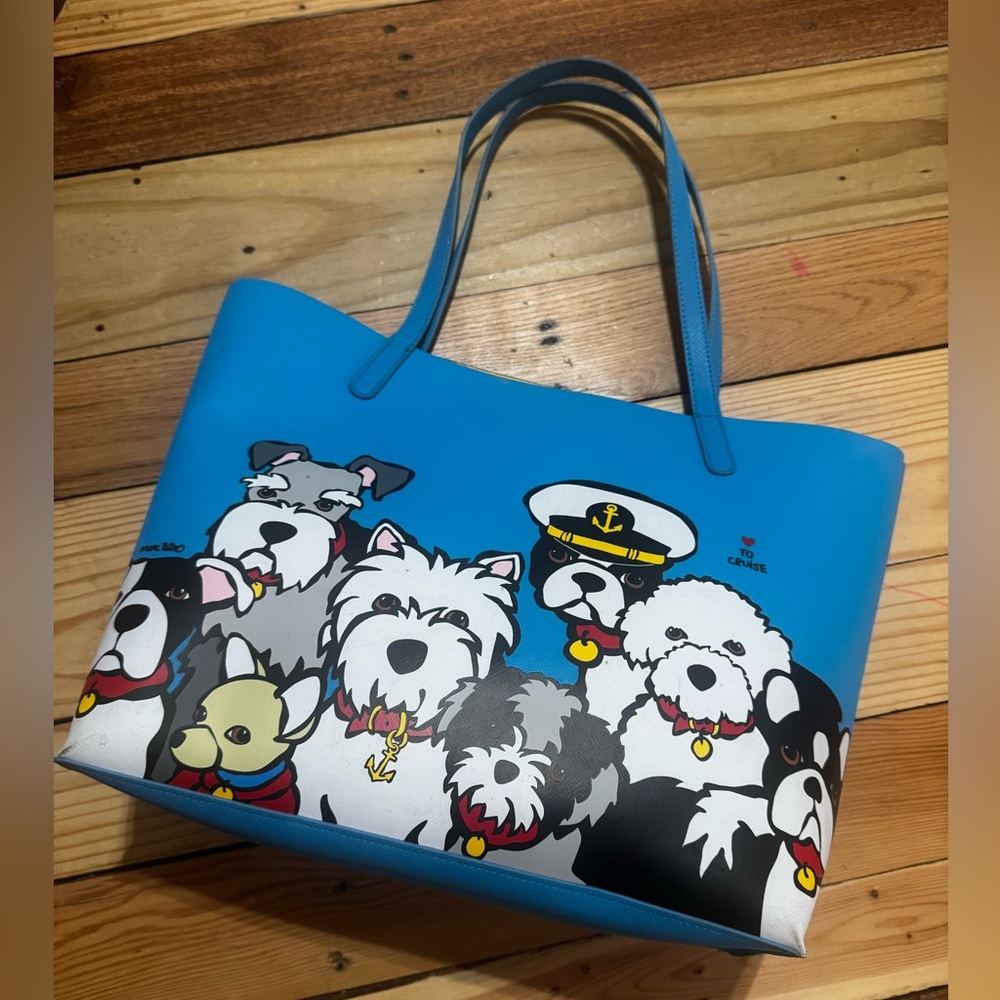 Blue Dog Print Tote Bag